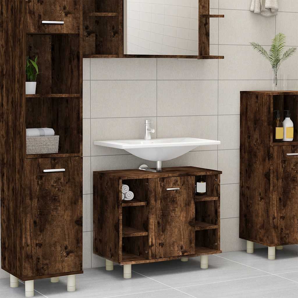 Bathroom Cabinet Smoked Oak 60x32x53,5 cm Engineered Wood