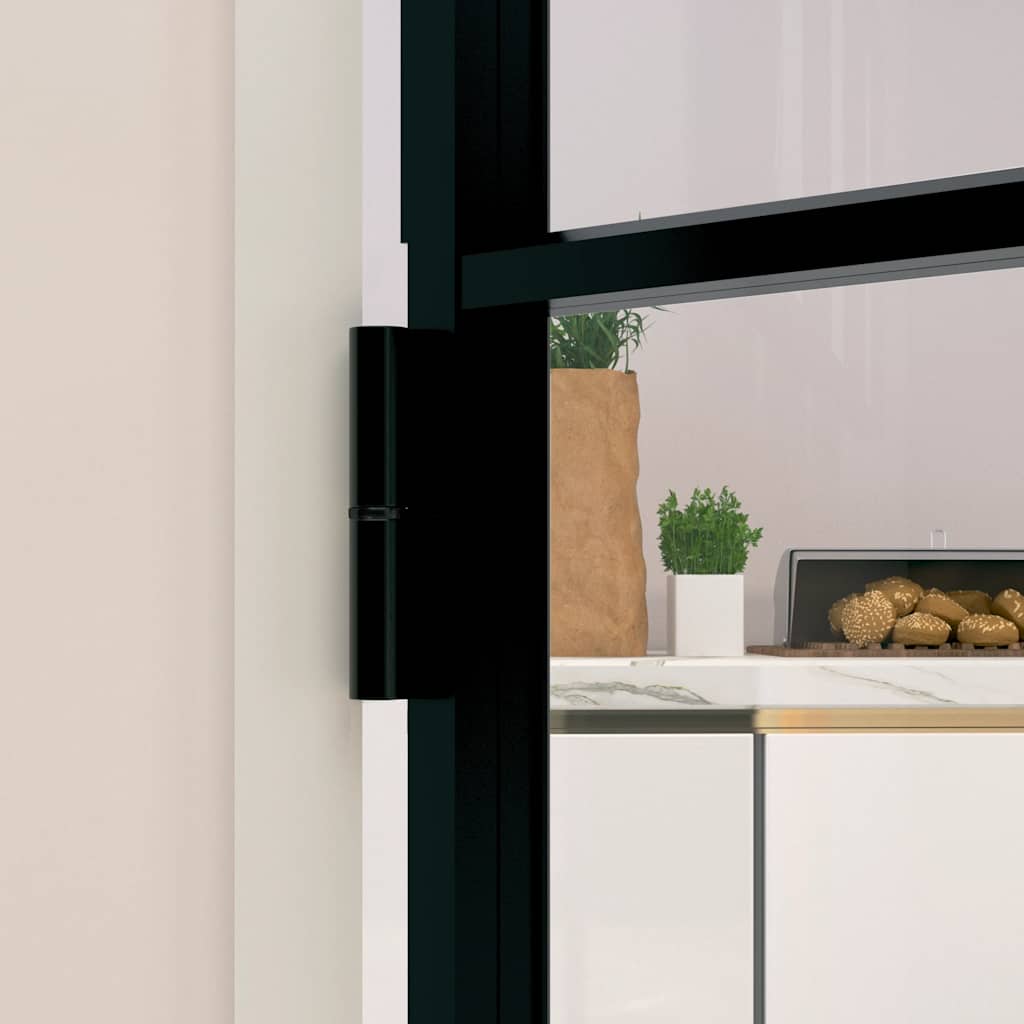 Interior Door Black 76x201.5 cm Tempered Glass&Aluminium