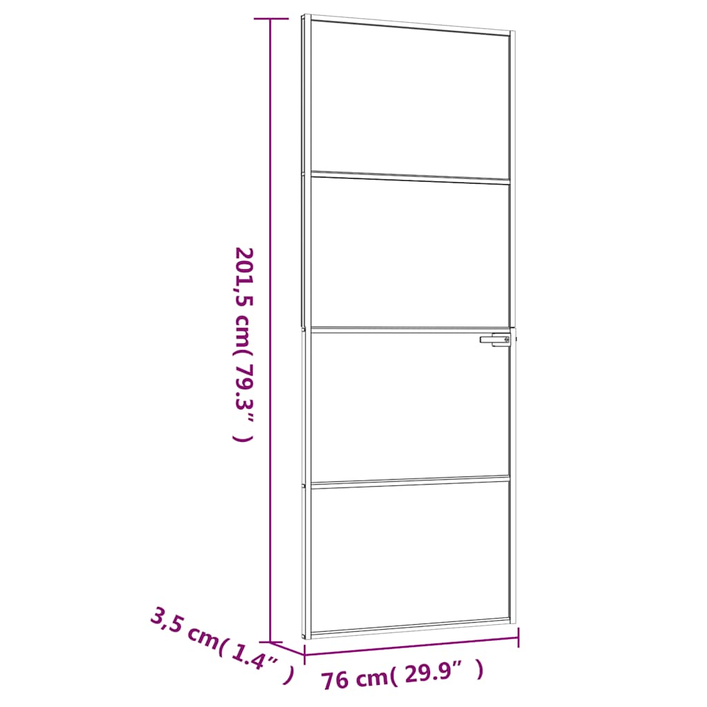 Interior Door Black 76x201.5 cm Tempered Glass&Aluminium