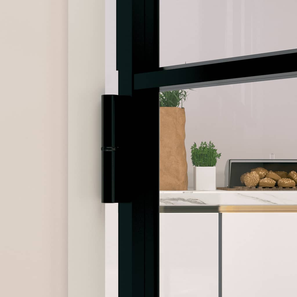 Interior Door Black 93x201.5 cm Tempered Glass&Aluminium
