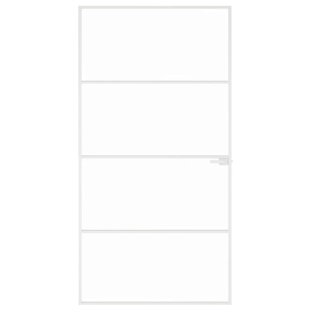 Interior Door White 102x201.5 cm Tempered Glass&Aluminium Slim