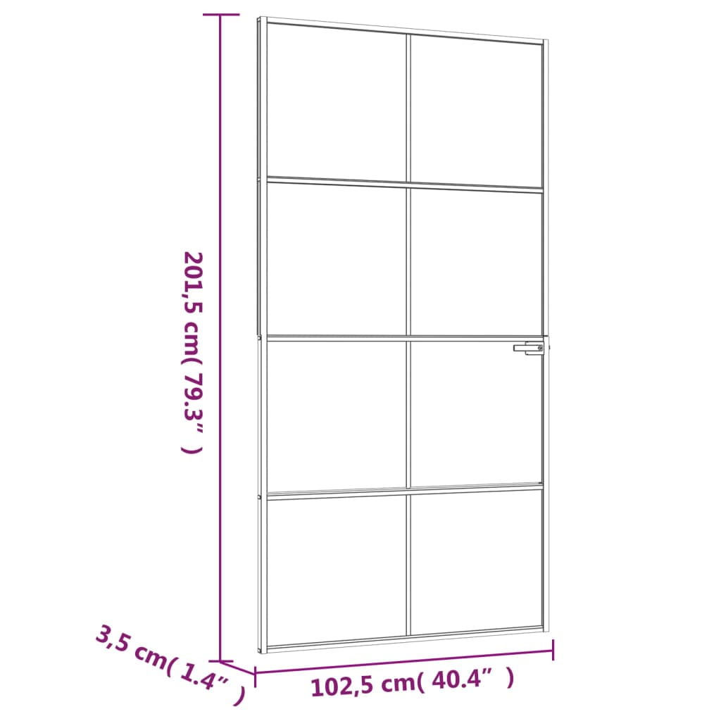 vidaXL Interior Door White 102x201.5 cm Tempered Glass&Aluminium Slim