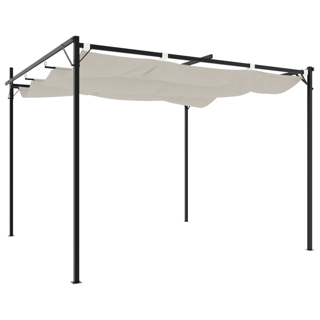 Pergola with Retractable Roof Cream 295x292x230 cm