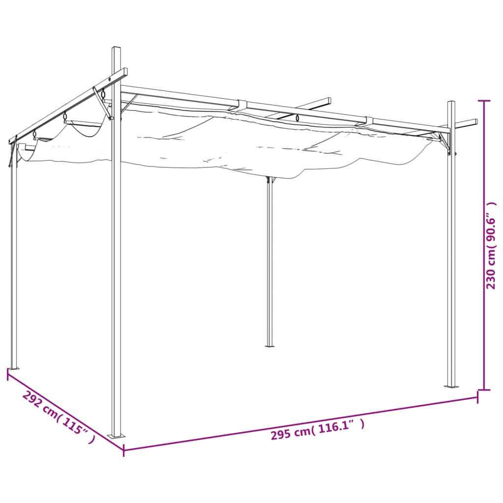 vidaXL Pergola with Retractable Roof Anthracite 295x292x230 cm