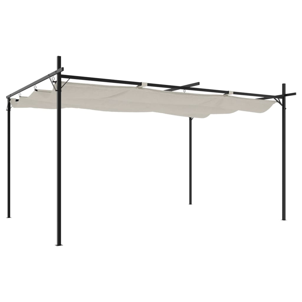 Pergola with Retractable Roof Cream 395x292x230 cm