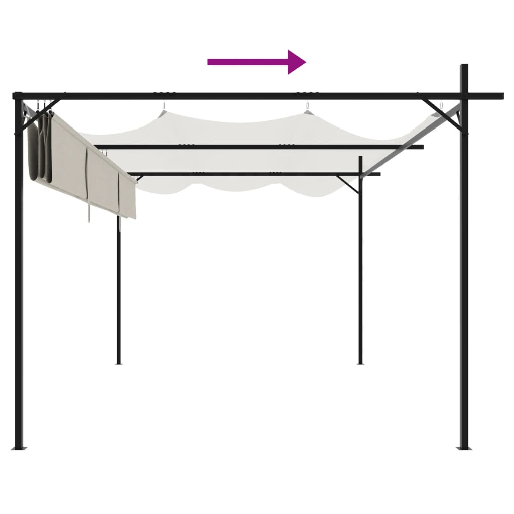 Pergola with Retractable Roof Cream 395x292x230 cm