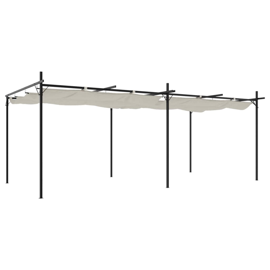 Pergola with Retractable Roof Cream 589x292x230 cm