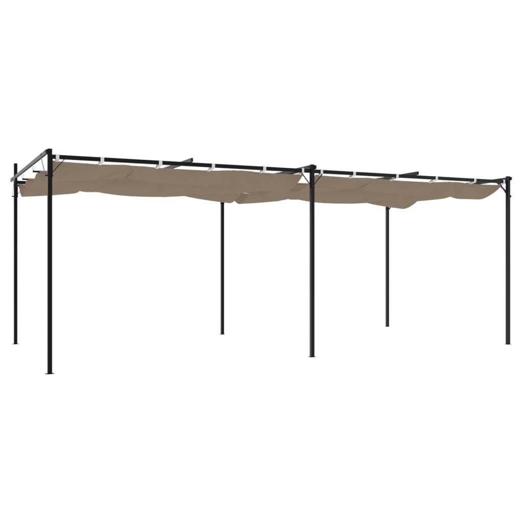 Pergola with Retractable Roof Taupe 589x292x230 cm