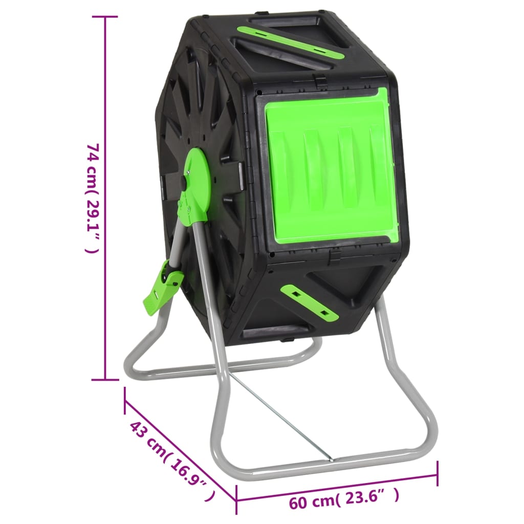 vidaXL Tumbling Composter 60x43x74 cm 70 L Polypropylene