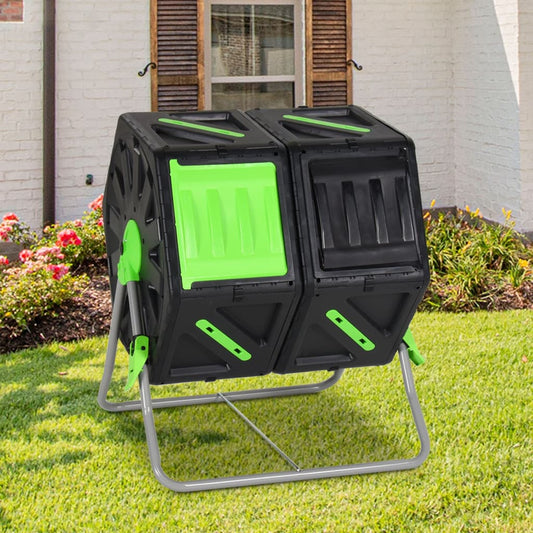 vidaXL Tumbling Composter Dual Chamber 63x60x74 cm 140 L Polypropylene