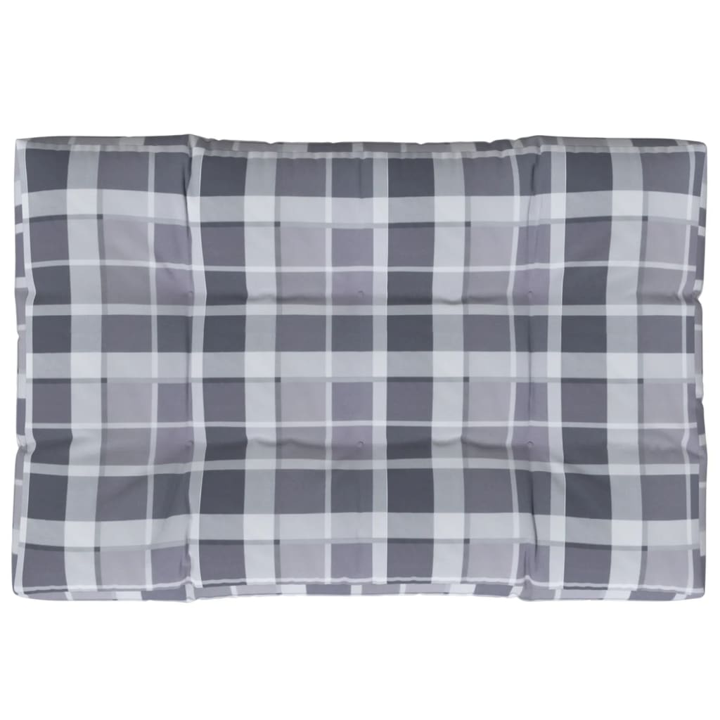 Pallet Cushion Grey Check Pattern 120x80x12 cm Fabric