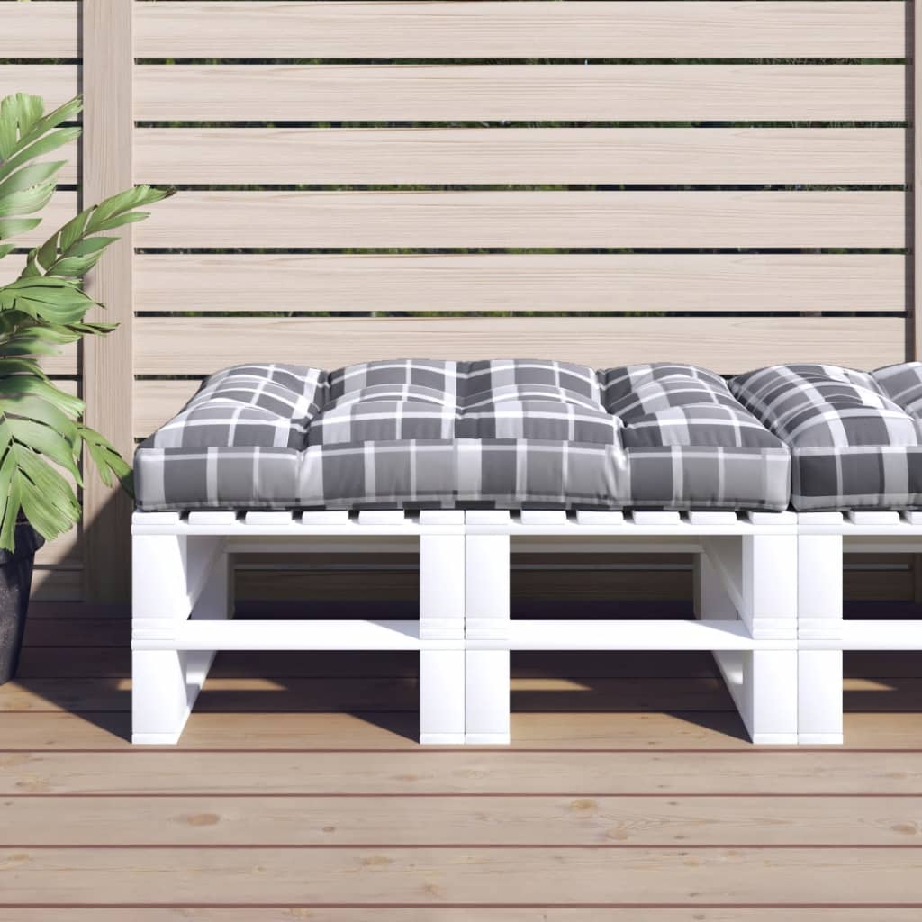 Pallet Cushion Grey Check Pattern 120x80x12 cm Fabric