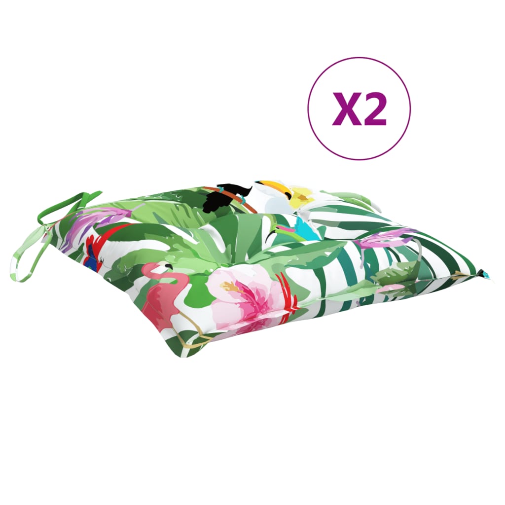 Chair Cushions 2 pcs Multicolour 40x40x7 cm Fabric