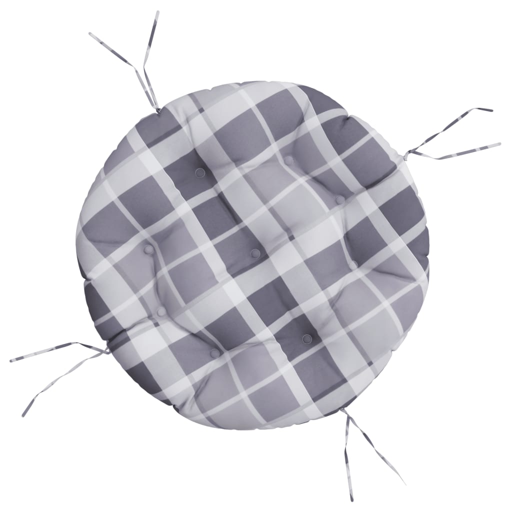 Round Cushion Grey Check Pattern Ø 60 x11 cm Oxford Fabric