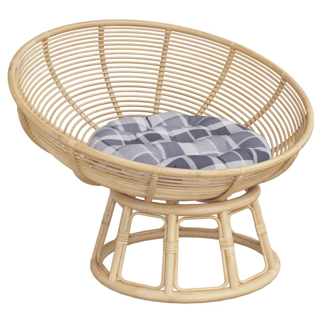 Round Cushion Grey Check Pattern Ø 60 x11 cm Oxford Fabric