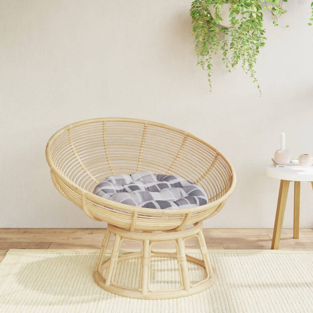 Round Cushion Grey Check Pattern Ø 60 x11 cm Oxford Fabric