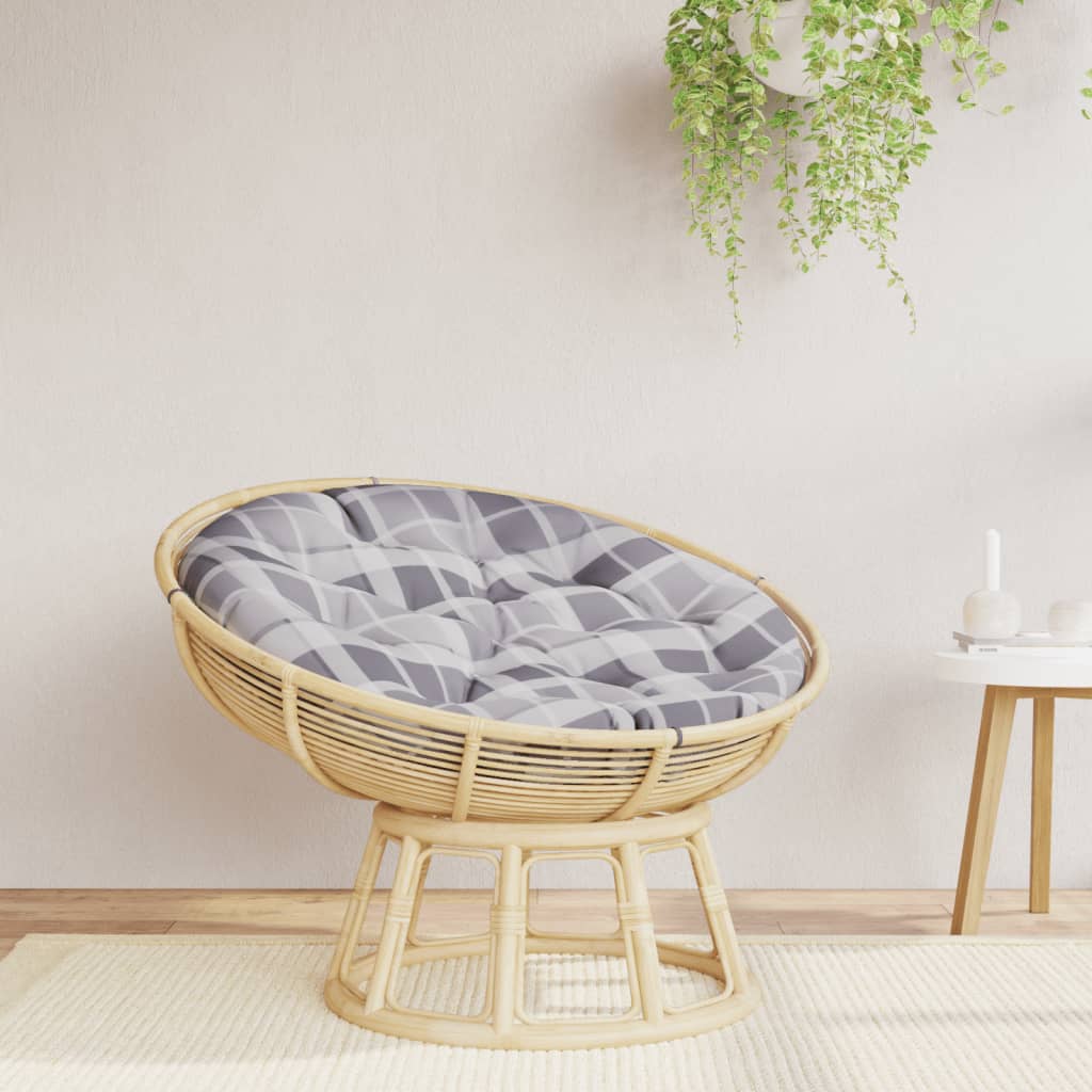 Round Cushion Grey Check Pattern Ø 100 x11 cm Oxford Fabric