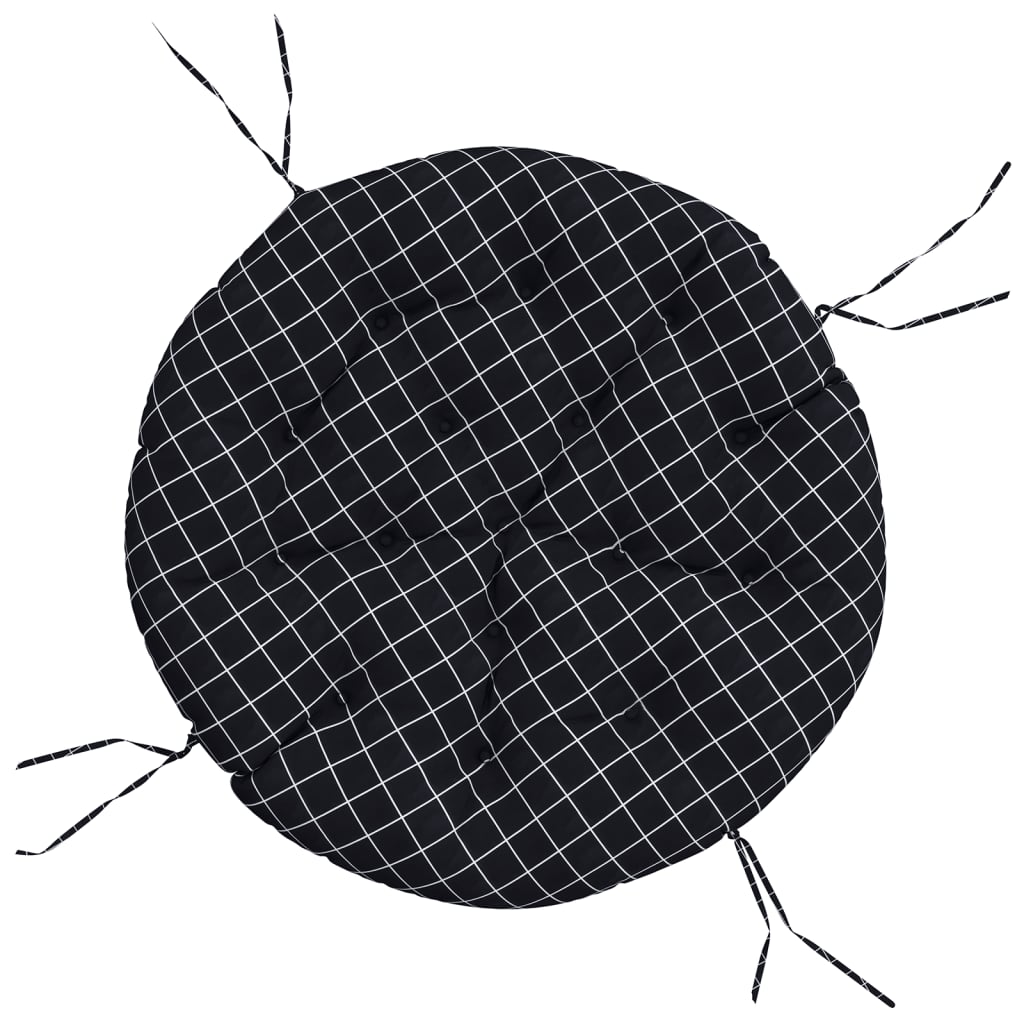 Round Cushion Black Check Pattern Ø 100 x11 cm Oxford Fabric