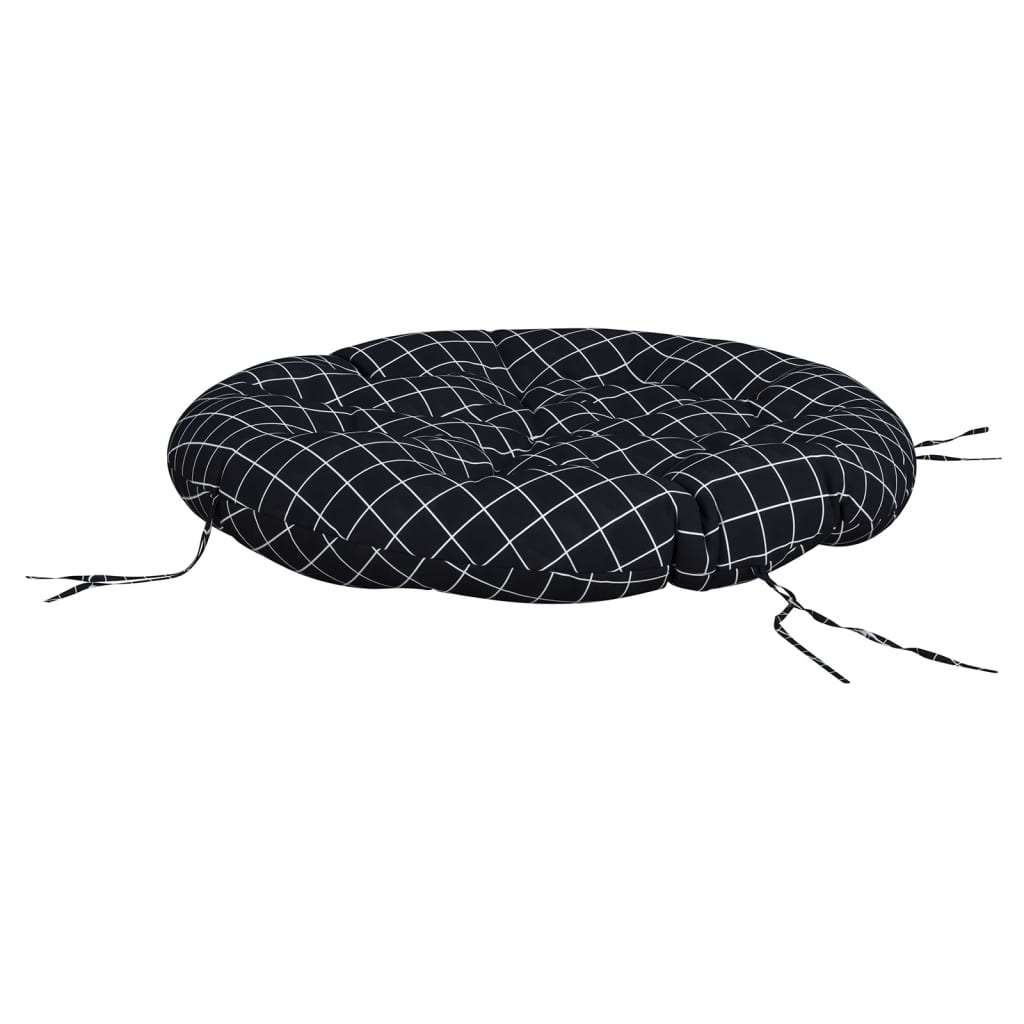 Round Cushion Black Check Pattern Ø 100 x11 cm Oxford Fabric