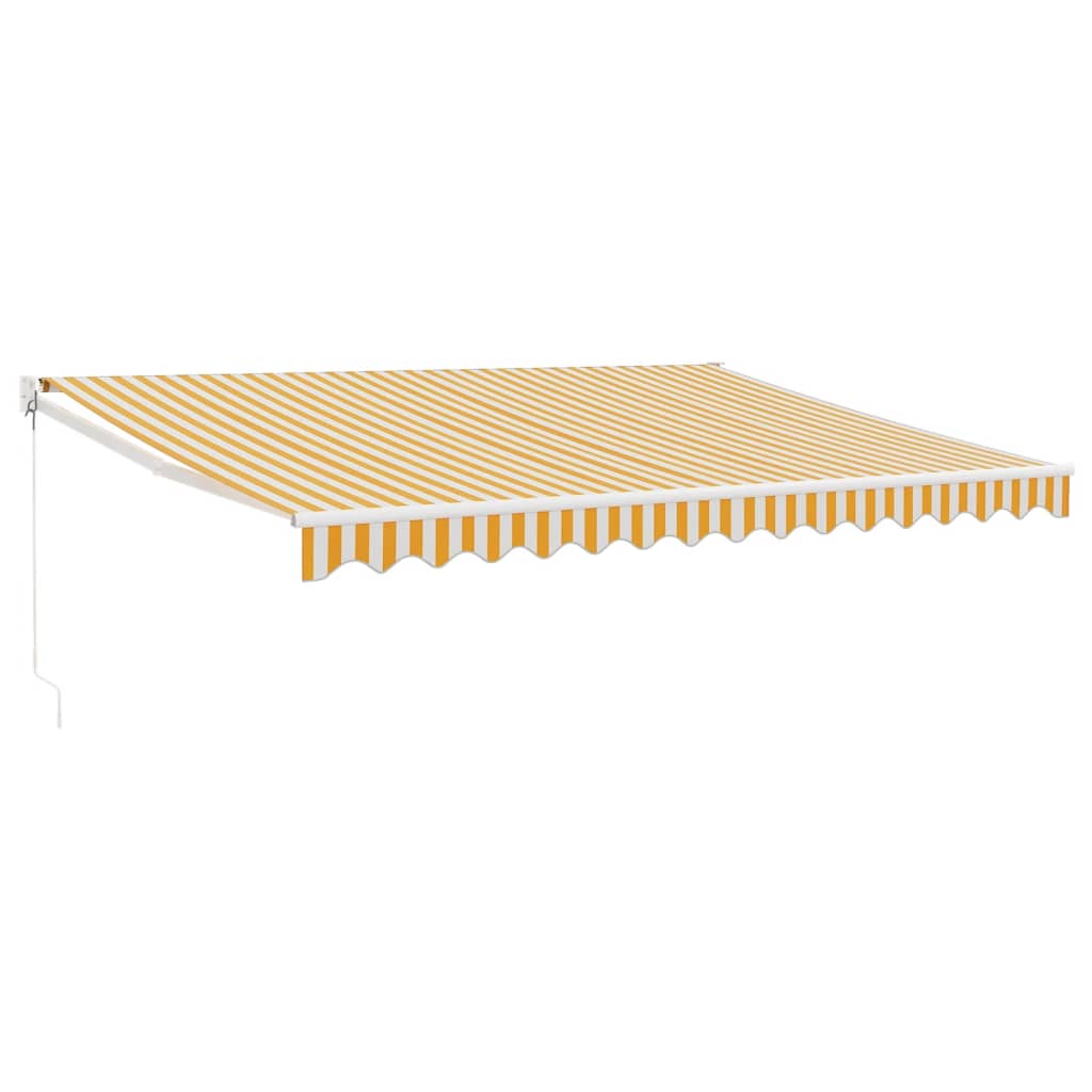 vidaXL Retractable Awning Yellow and White 4.5x3 m Fabric and Aluminium