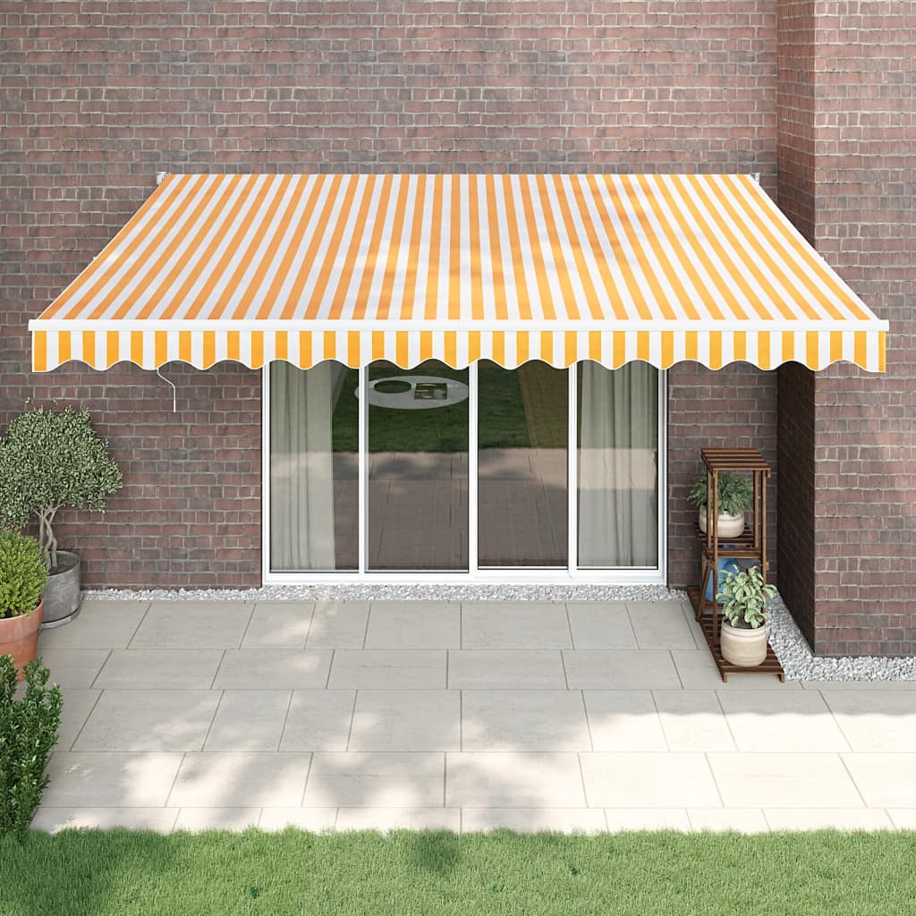 vidaXL Retractable Awning Yellow and White 4.5x3 m Fabric and Aluminium