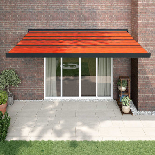 vidaXL Retractable Awning Orange and Brown 4.5x3 m Fabric and Aluminium