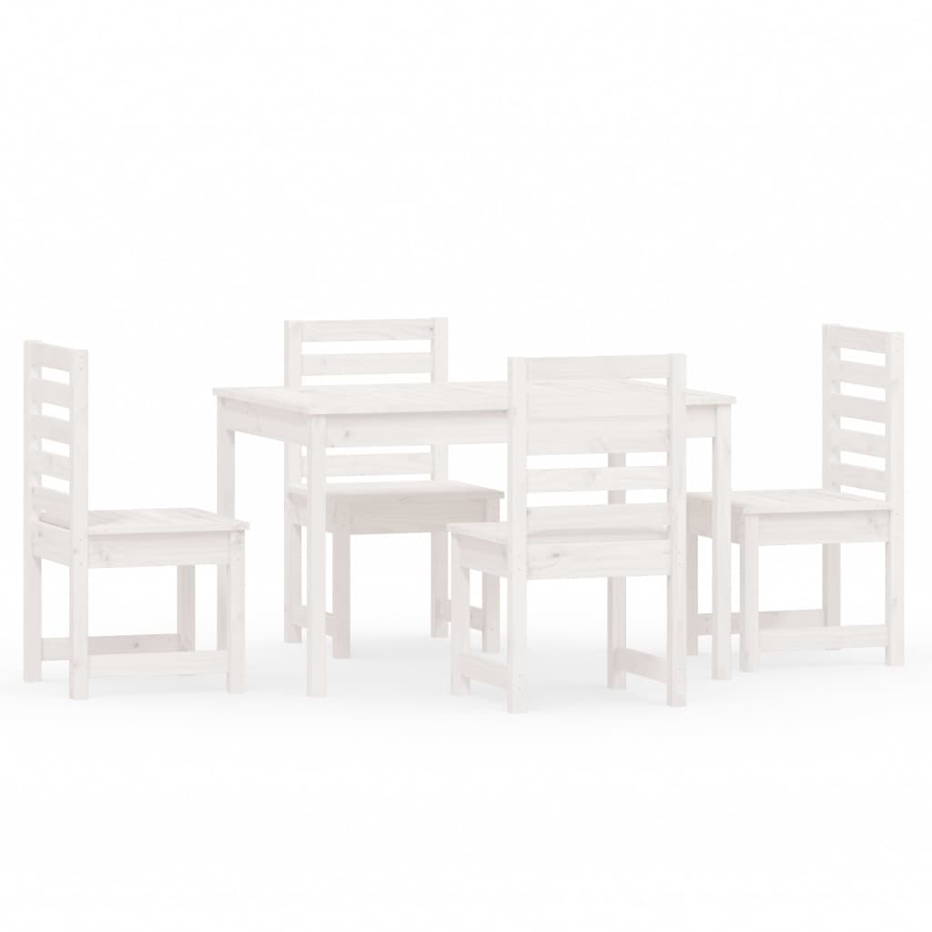 vidaXL 5 Piece Garden Dining Set White Solid Wood Pine