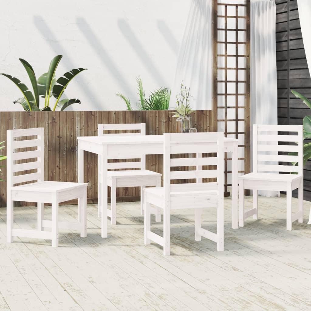 vidaXL 5 Piece Garden Dining Set White Solid Wood Pine