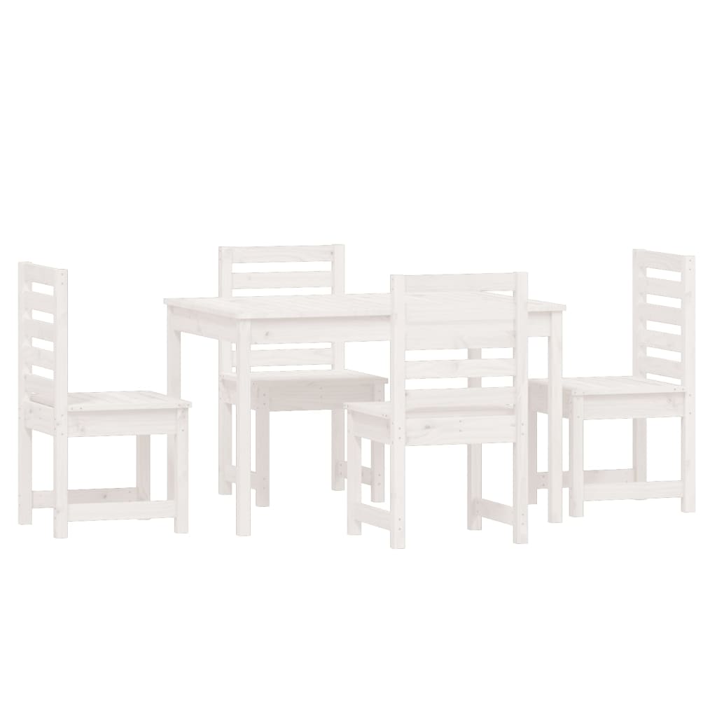 vidaXL 5 Piece Garden Dining Set White Solid Wood Pine