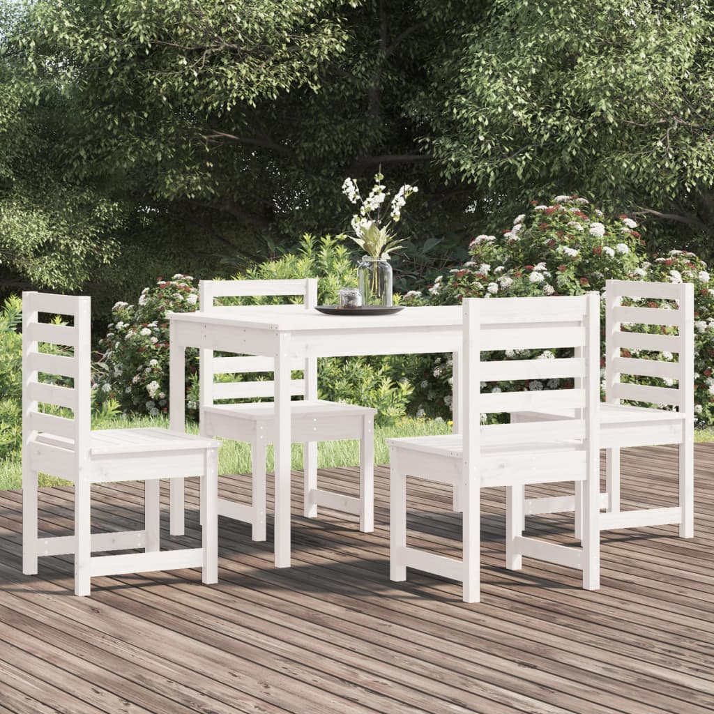 vidaXL 5 Piece Garden Dining Set White Solid Wood Pine