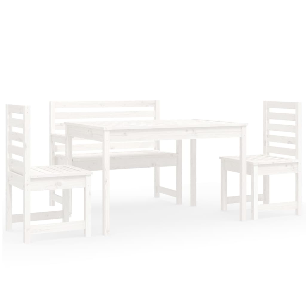 vidaXL 4 Piece Garden Dining Set White Solid Wood Pine