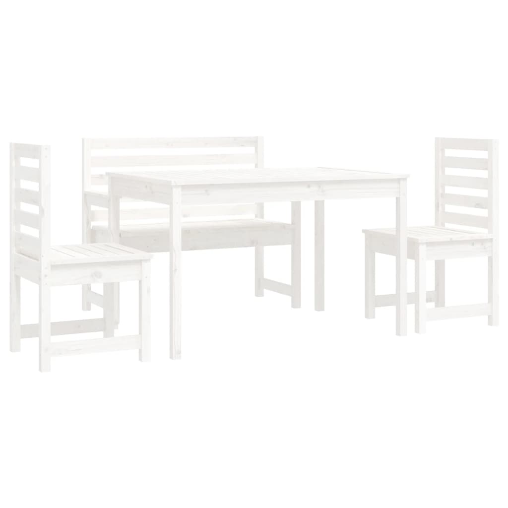 vidaXL 4 Piece Garden Dining Set White Solid Wood Pine