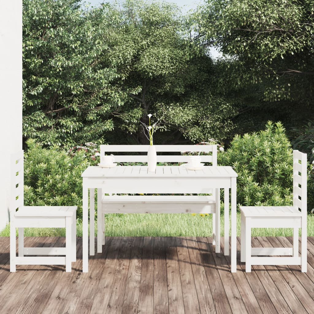 vidaXL 4 Piece Garden Dining Set White Solid Wood Pine