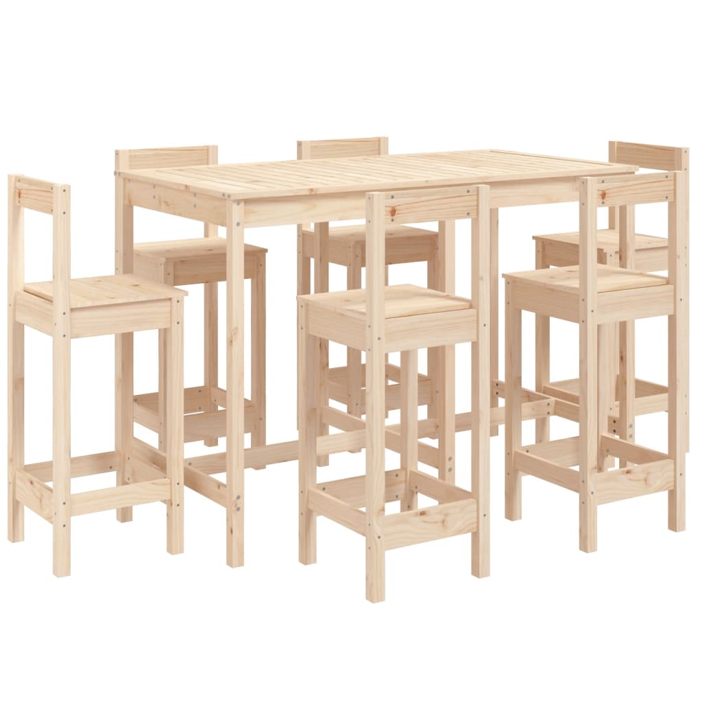 vidaXL 7 Piece Garden Bar Set Solid Wood Pine