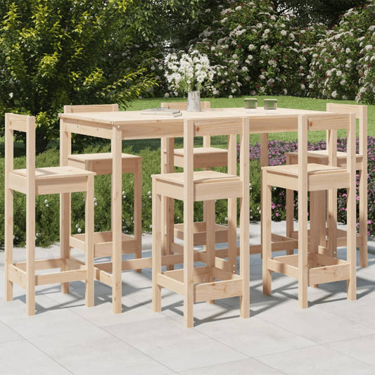 vidaXL 7 Piece Garden Bar Set Solid Wood Pine