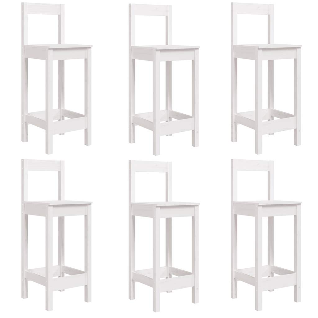 7 Piece Garden Bar Set White Solid Wood Pine