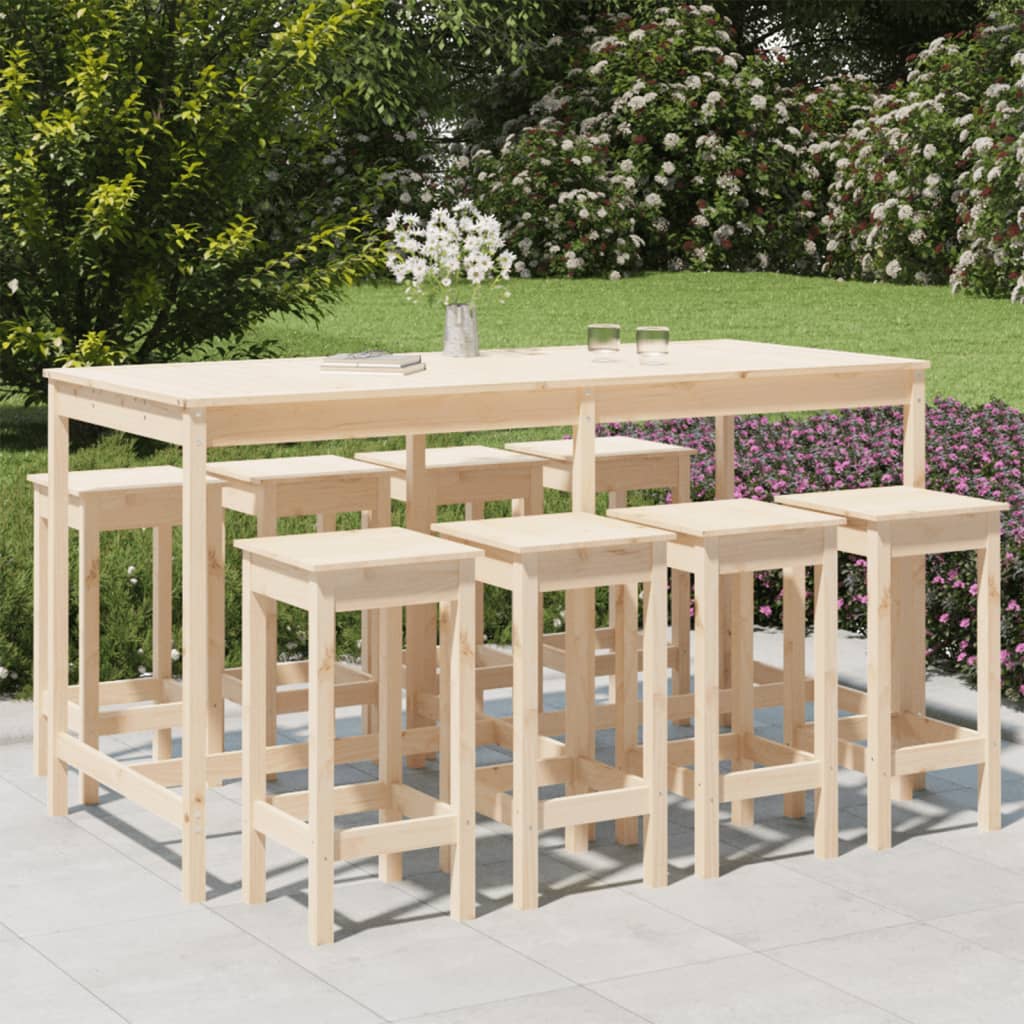 vidaXL 9 Piece Garden Bar Set Solid Wood Pine