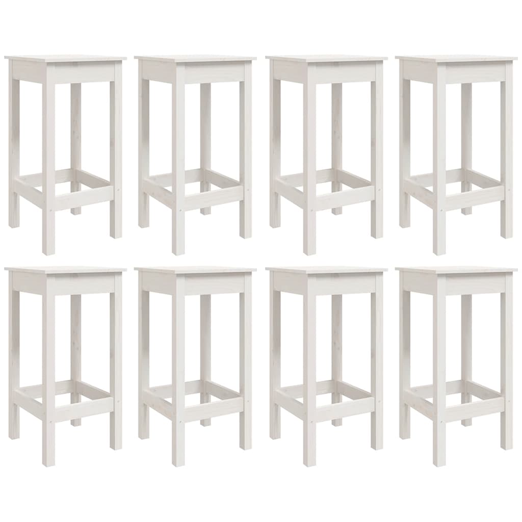 9 Piece Garden Bar Set White Solid Wood Pine