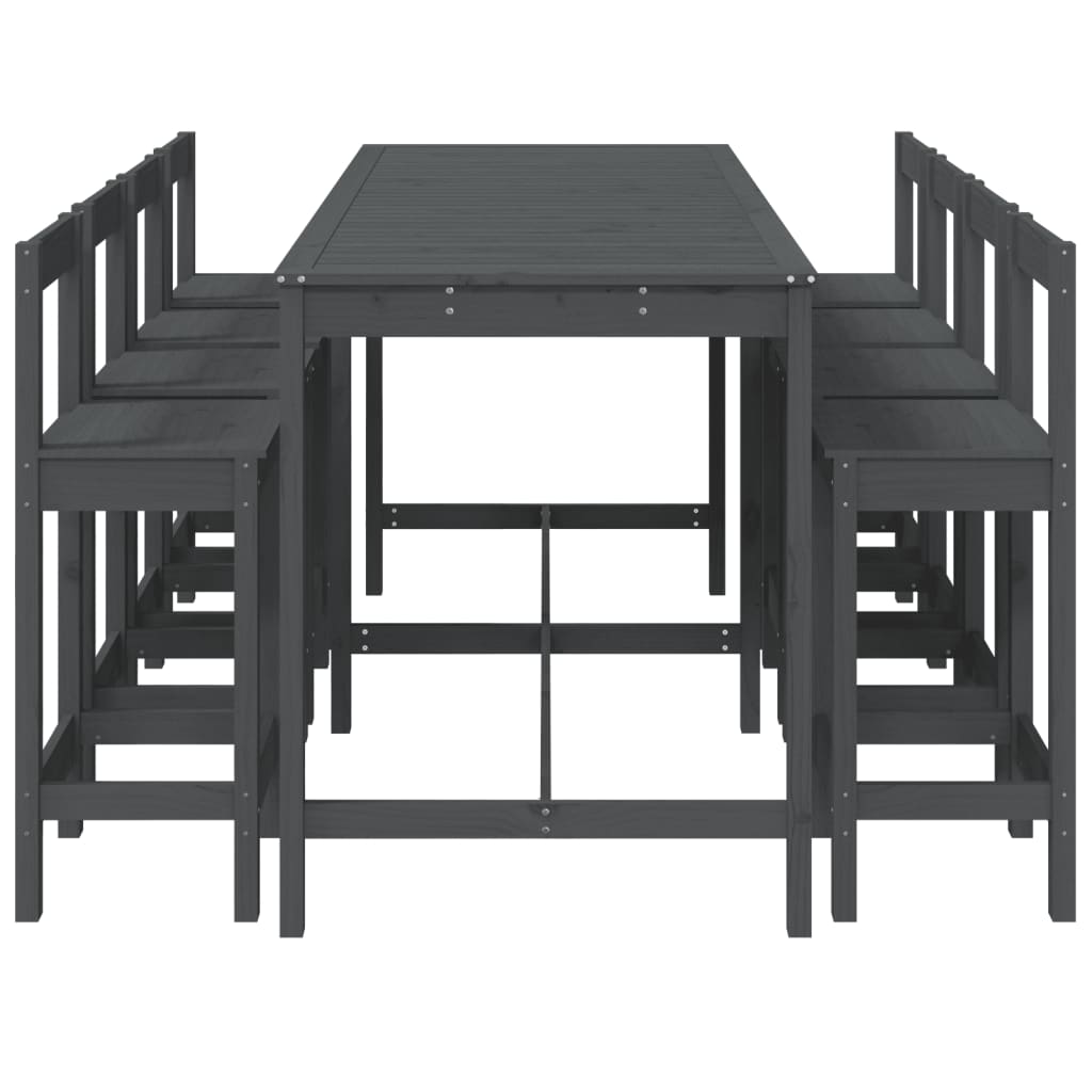 vidaXL 9 Piece Garden Bar Set Grey Solid Wood Pine