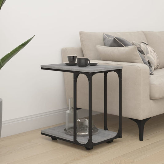 Side Table with Wheels Grey Sonoma 50x35x55,5cm Engineered Wood