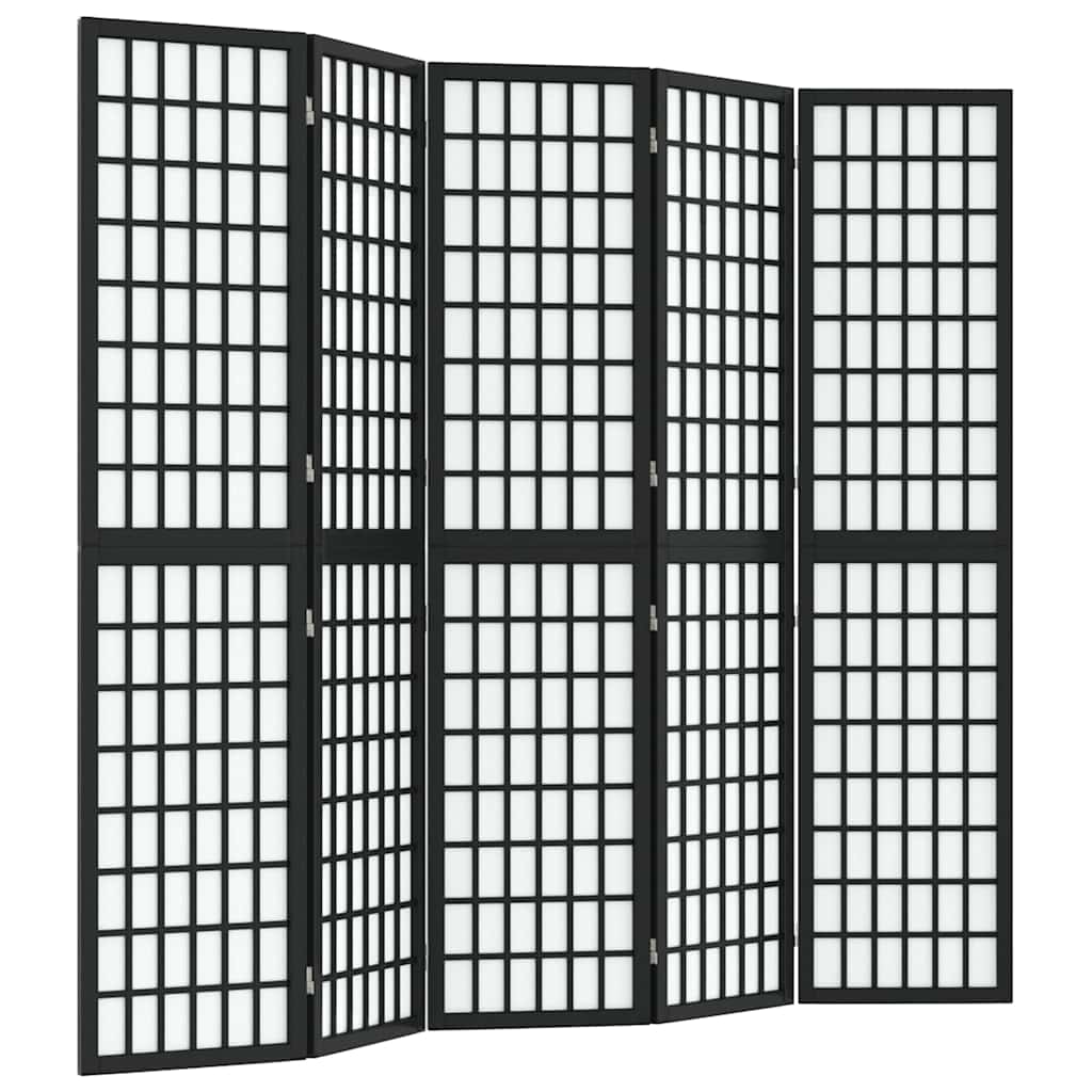 Folding 5-Panel Room Divider Japanese Style 200x170 cm Black