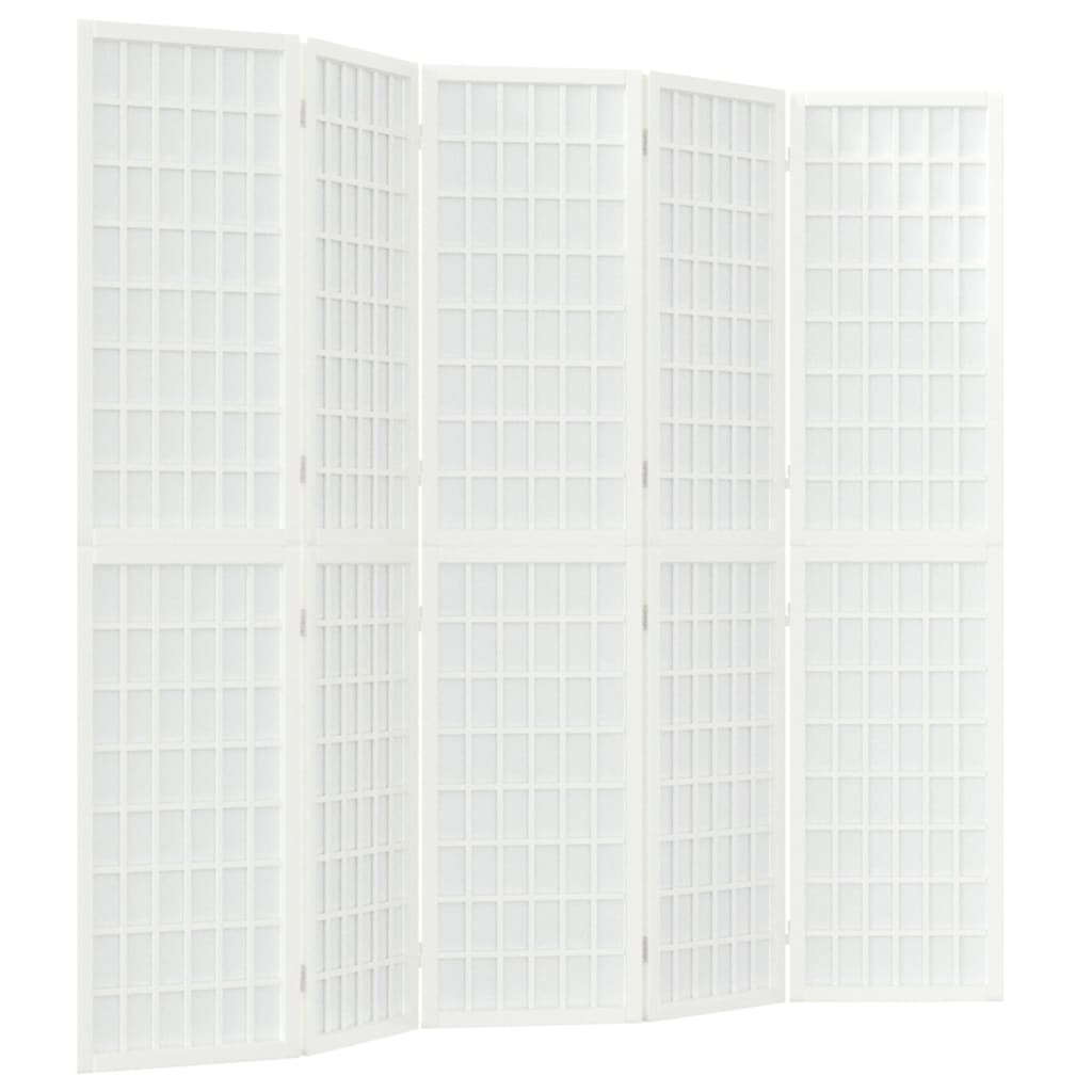 Folding 5-Panel Room Divider Japanese Style 200x170 cm White