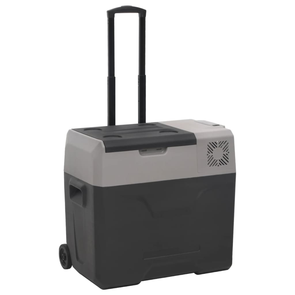 vidaXL Cool Box with Wheel and Handle Black&Grey 50 L Polypropylene