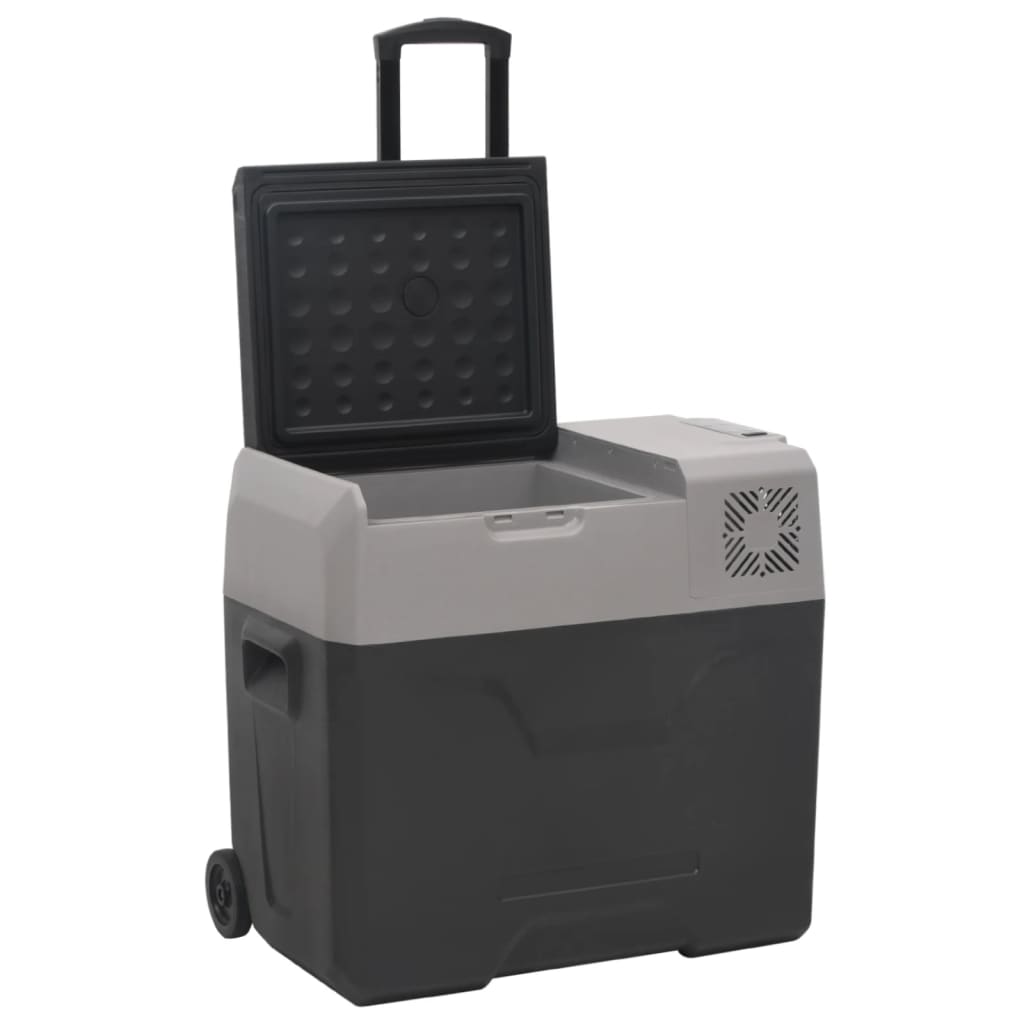 vidaXL Cool Box with Wheel and Handle Black&Grey 50 L Polypropylene