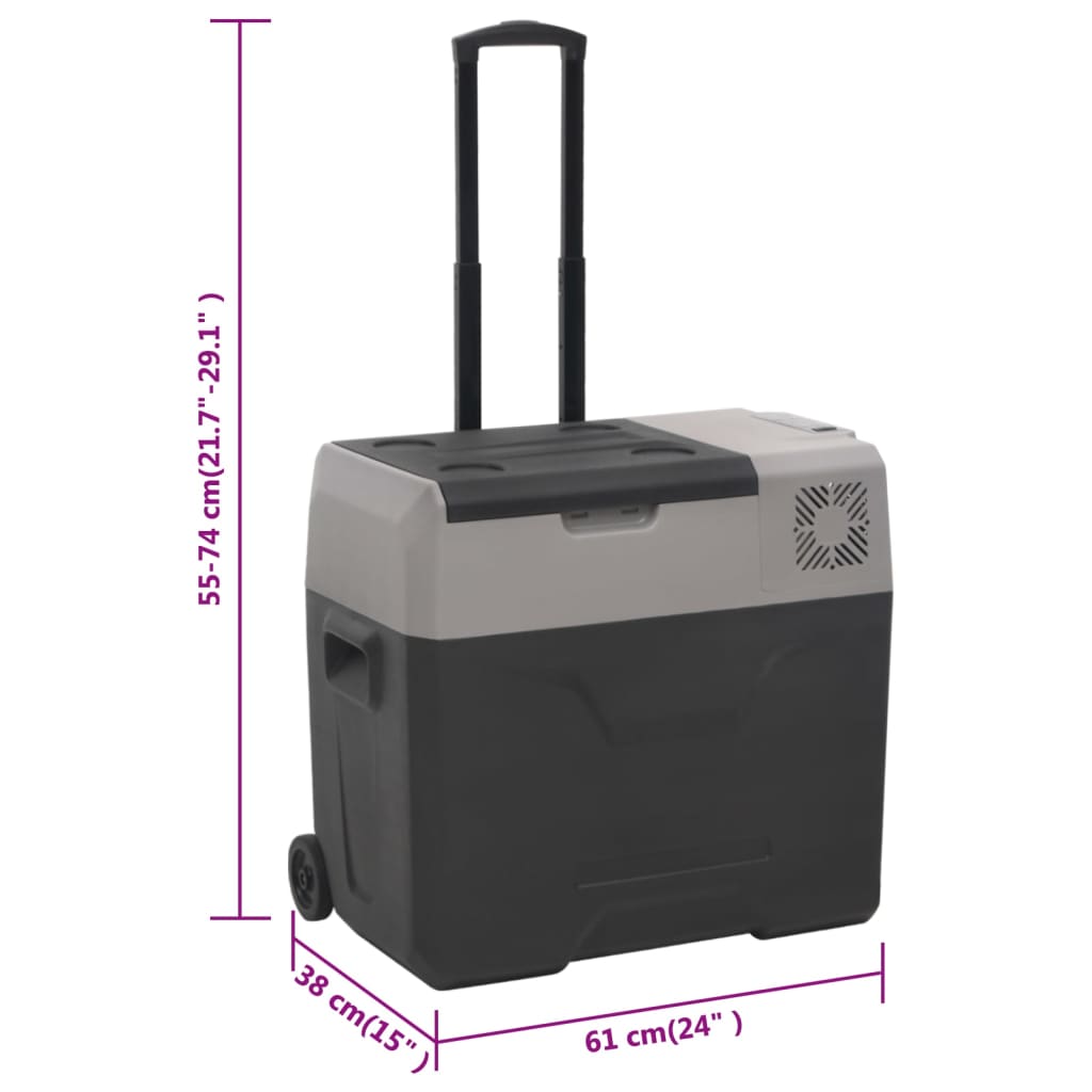 vidaXL Cool Box with Wheel and Handle Black&Grey 50 L Polypropylene