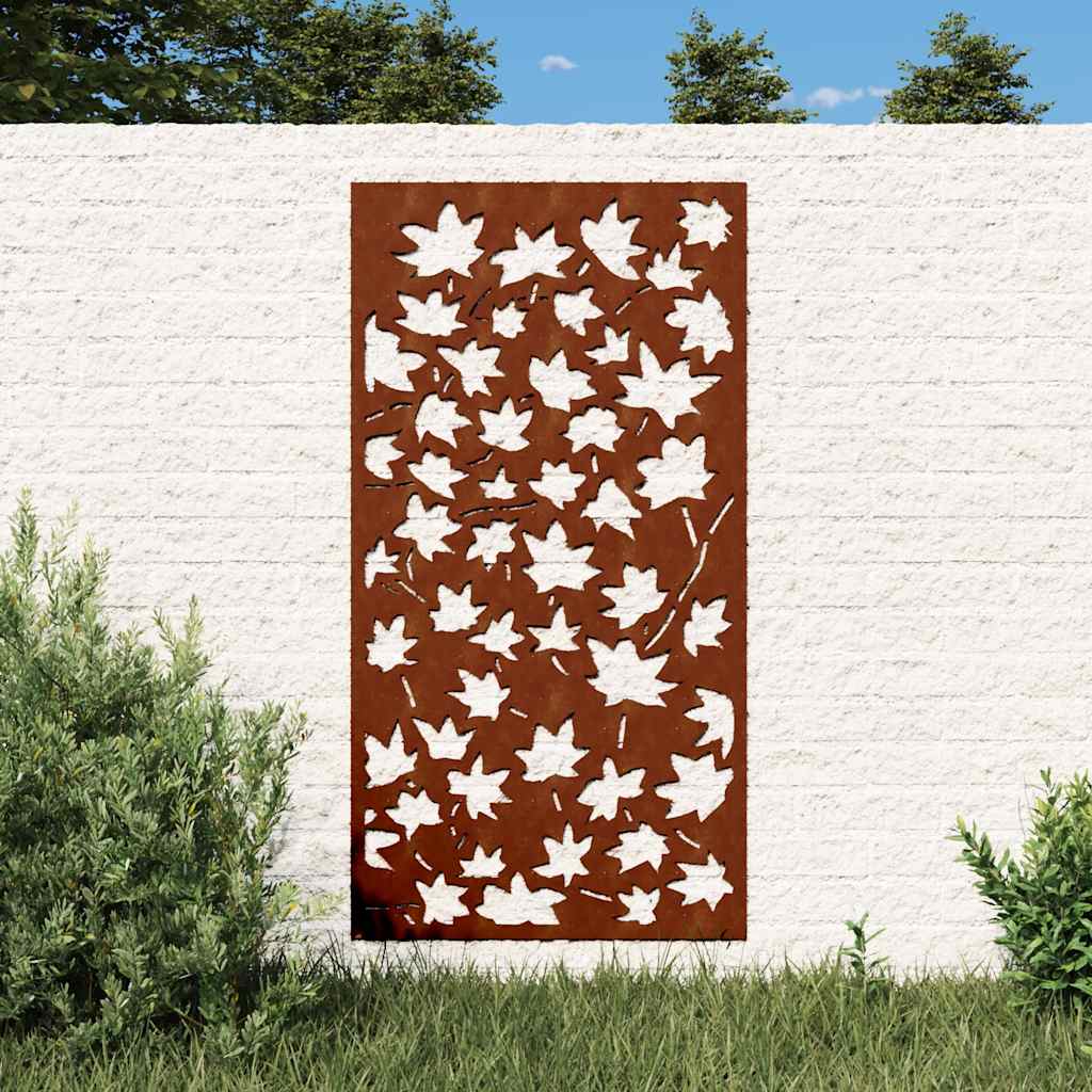 Garden Wall Decoration 105x55 cm Corten Steel Maple Leaf Design
