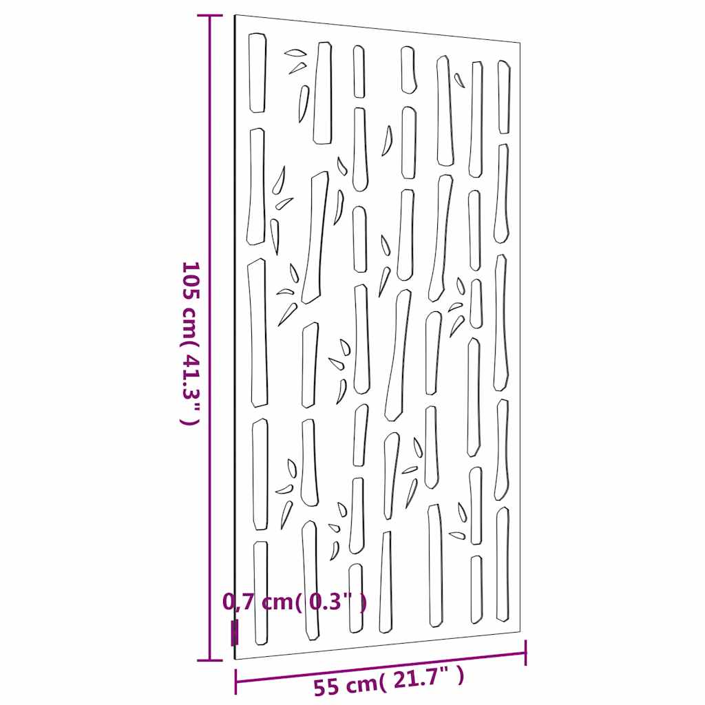 Garden Wall Decoration 105x55 cm Corten Steel Bamboo Design