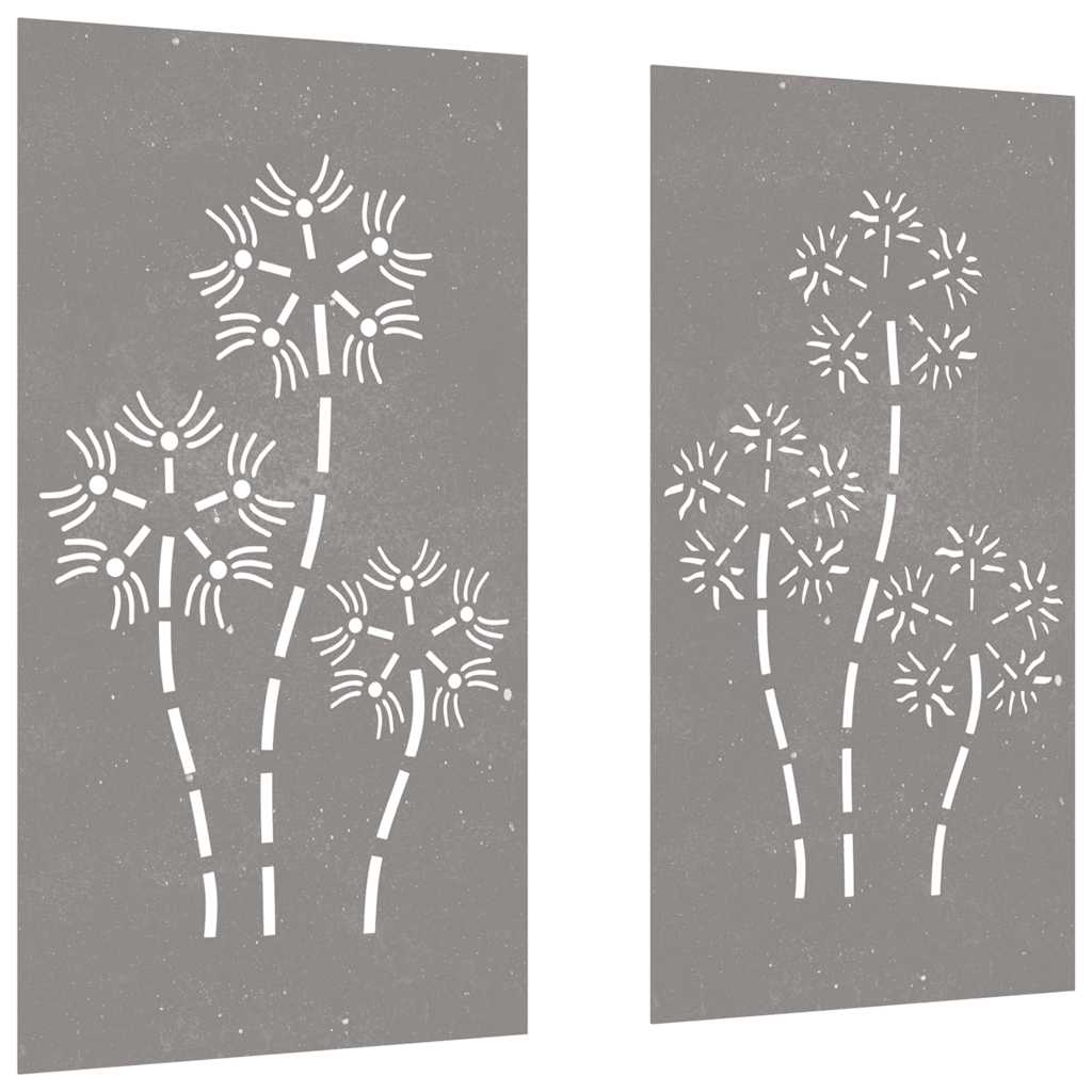 824487 vidaXL Garden Wall Decorations 2pcs 105x55cm Corten Steel Flower Design