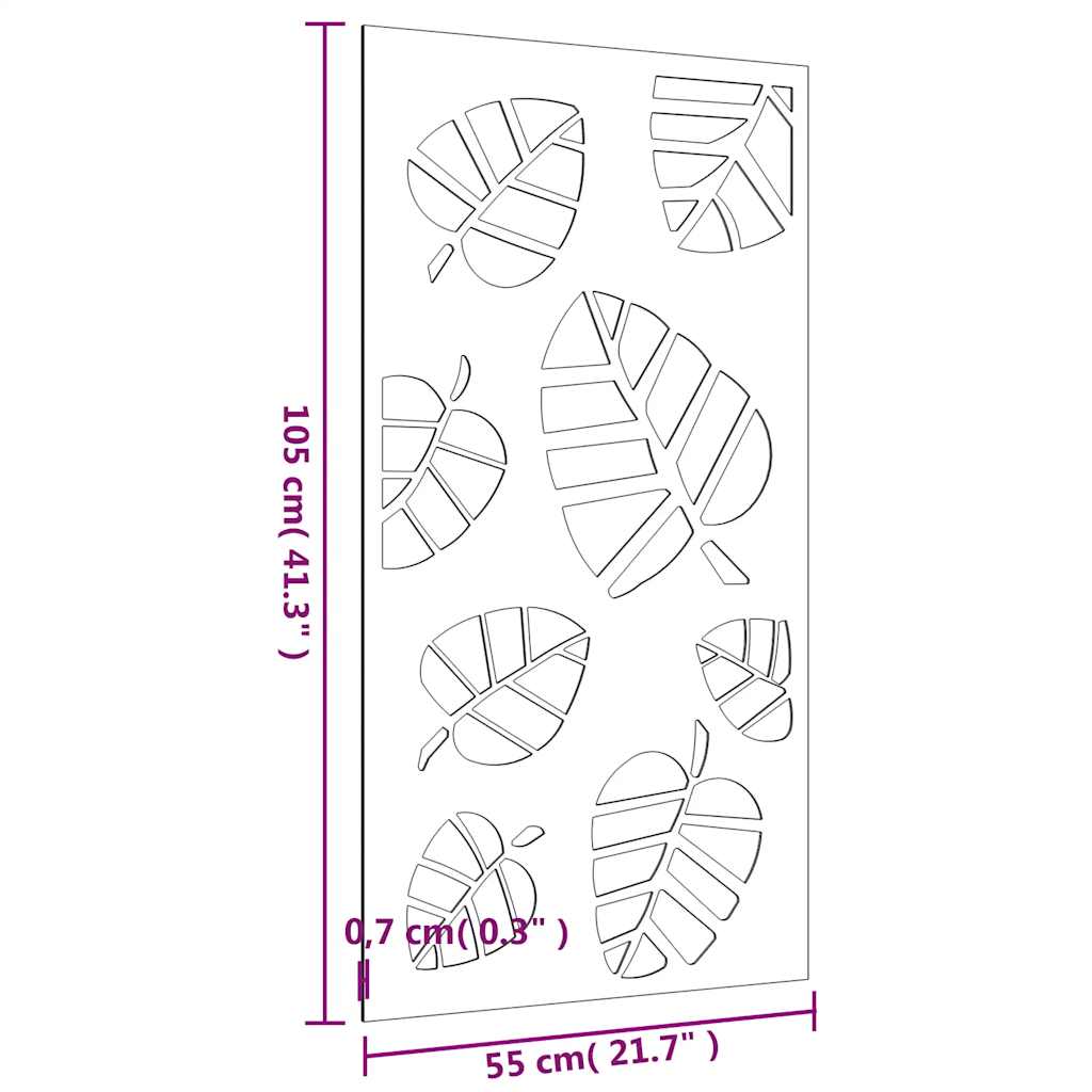 824488 vidaXL Garden Wall Decoration 105x55 cm Corten Steel Leaf Design