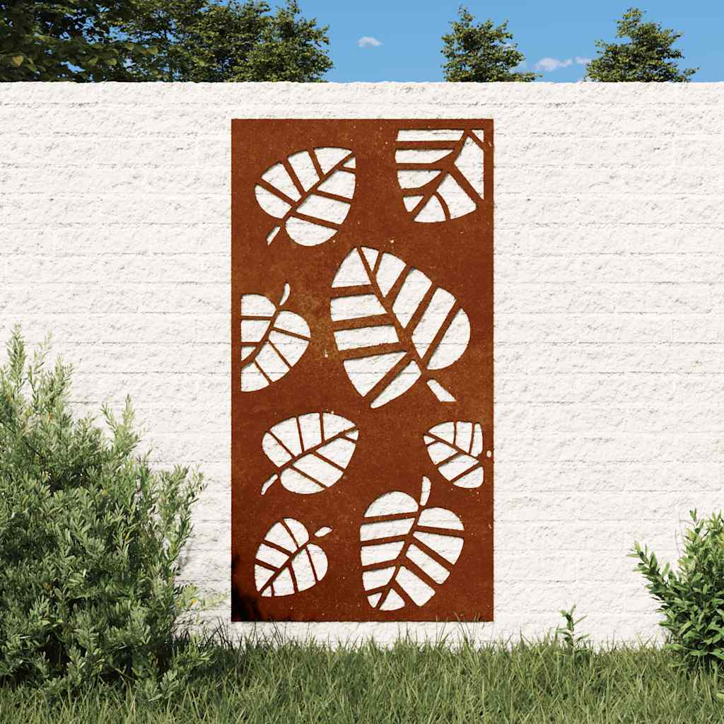 824488 vidaXL Garden Wall Decoration 105x55 cm Corten Steel Leaf Design